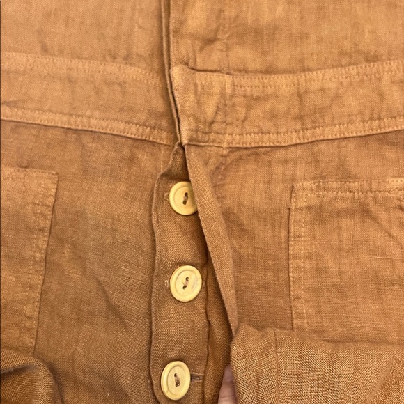 MATE THE LABEL LINEN SEDONA TAN LONG SLEEVE BUTTON UP JUMPSUIT SIZE SMALL - Picture 5 of 16
